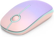 Souris Sans Fil 2,4 G Avec 1600 Dpi Pour Pc/Ordinateur Portable/Macbook/Linux, 3 Boutons Silencieux, Pour Droitiers Et Gauchers, Autonomie De La Batterie De 18 Mois (Rose Et Violet[MOU141016]