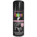 COLOUR IT Black Satin Spray Paint Primer Satin Finish Metal Plastic Wood 400ml