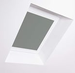 Bloc Skylight Blind 11 (114/140) for Fakro Roof Windows, Pewter Blackout - White Aluminium Frame