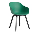 HAY - AAC222 Chair Black WB Lacq Oak Base Teal Green 2.0 Shell - Matstolar - Hee Welling - Grön - Trä/Plast