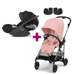 Cybex Pack poussette duo Melio 3 Hibiscus Red + Coque Cloud T i-Size Sepia Black adaptateurs coque