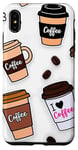 Coque pour iPhone XS Max Cute Coffee Cups I Love Coffee Caffeine Junkies Espresso Art