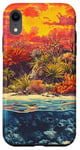 Coque pour iPhone XR Coral Atoll Vintage Paysage Graphique