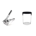 Grunwerg Ricer Stainless Steel Masher Fruit and Vegetable Press with Ergonomic Handle Quick and Easy Mashed Potatoes, 18/10, 28 x 8 x 10 cm & OXO Good Grips Smooth Potato Masher