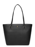 Lauren Ralph Lauren Crosshatch Leather Medium Karly Tote Svart