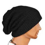 Dam Slouchig Lång Beanie-Hatt Vinter Ullmössa Varm Stickad Hatt black