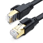 DDMALL CAT 8 Ethernet Cable 1m (2 Pack), High Speed 40Gbps 2000MHz Internet Network LAN Cable with Gold Plated RJ45 Connector for Router, Modem, PC, Switches, Hub, Laptop, Gaming (1m 2 Pack, Black)