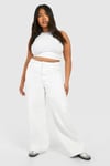 Womens Plus Basics High Waisted Super Wide Leg Jeans - White - 20, White