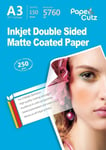 A3 Double Sides Matte Matt Inkjet Photo Paper 250Gsm - 150 Sheets