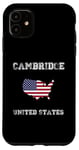 Coque pour iPhone 11 Conception de carte vintage du drapeau américain de Cambridge, États-Unis