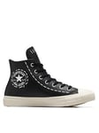 Converse Chuck Taylor All Star Bold Stitch Leather High Top Trainers - Black