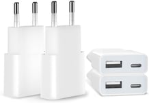 Chargeur Usb 5v/1a 2port Mini Usb Mural Chargeur Secteur Usb Adaptateur De Pr Universel Compatible Avec Iphone Apple, Samsung, Nexus, Nokia, Huawei, Xiaomi, Htc, , Lg (Blanc 4pack)[L805]