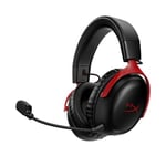 HyperX Cloud III - Casque de Gaming sans fil pour PC, PS5, PS4, jusqu'à 120h de batteries, 2.4GHz Wireless, Mousse à mémoire de forme, 10mm Microphone, Rouge et noir