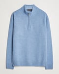 Oscar Jacobson Paul Wool/Cashmere Melange Half Zip Light Blue