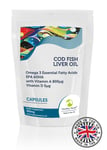 Cod liver 300mg Capsules Vitamin A and D Omega 3 Fish Oil Pack of 120