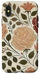 Coque pour iPhone X/XS Rose florale botanique, style bohème minimaliste, roses d'amour