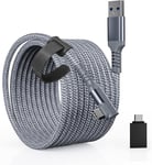 Link Cable 6M Compatible avec Quest2 / Pico 4, Accessoires de câble USB A à C avec transfert de données 5Gbps, câble USB3.0 tressé en nylon pour casque VR et PC de jeu