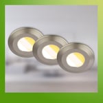 BRILONER - Lot de 3 spots LED encastrables 230V salle de bain Boîtier 50% recyclé, changement de température de couleur, dimmable, IP44, Ra90, LED Spot, plat, plafond, 68mm, 90x30mm (DxH), nickel mat