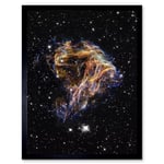 Hubble Space Telescope Image Colourful Sheets Of Debris From The Stellar Explosion Of N 49 DEM L 190 Supernova Remnant Art Print Framed Poster Wall De