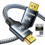 Câble HDMI 2.1 8K 1M,48Gbps Câble HDMI Tressé en Nylon Haute Vitesse,Prend en Charge 8K@60HZ,4K@120Hz,Compatible avec PS5/4 TV Switch Monitor Blu-ray Soundbar