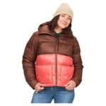 Marmot Women's Guides Down Hoody F22, Lightweight down jacket, warm winter puffy, water-repellent quilted coat, windproof functional jacket, packable outdoor jacket with hood, Pinecone/Grapefruit, S