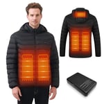 Veste Chauffante Homme,Veste Chauffante électrique Veste Chauffant USB Vêtements Chauffant électrique Hiver ChLéger Manteau Doudoune Veste Capuche,Hommes noirs,M