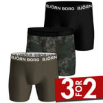 Björn Borg 3P Performance Boxer 1729 Grønn Mønster polyester Medium Herre