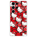 Personalaizer Coque Compatible avec Samsung Galaxy S23 Ultra - Hello Kitty avec nœuds Rouges et Pois