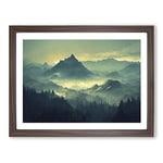 Royal Winter Mountains H1022 Framed Print for Living Room Bedroom Home Office Décor, Wall Art Picture Ready to Hang, Walnut A3 Frame (46 x 34 cm)