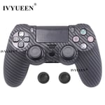 Musta Carbon Fiber-19 Colors Silikoni Camo Suojakuori Sony Dualshock 4 PS4 DS4 Pro Slim Controller Peukalokahvat Joystick Caps