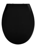 WENKO 23443100 Toilet seat Kos black - Toilet seat with soft closing mechanism, Fix-Clip hygienic plastic mounting element, Thermoplastic, 37 x 44 cm, Black