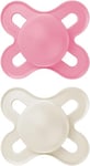 MAM Original Start Soother 0-2 Months (Pack of 2), Baby Soother Made from Sustainable Material, SkinSoft Silicone Teat, with MAM Soother Case, Pink