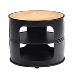 Giantex Table Basse Ronde 3 Niveaux, Table Basse Industrielle, Cadre en Métal, Petite Table Basse Bois Ronde pour Salon, Balcon, Chamrbe, Rangement Ouvert, 50 x 50 x 41,5 cm