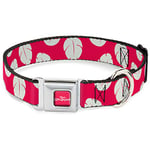 Buckle-Down DC-SB-DYAHR-WDY636-1.0-L Collier pour Chien Boucle de ceinture de sécurité Lilo Stitch reliant Lilo Robe Feuilles Rouge Ivoire 38 à 66 cm 2,5 cm de Large