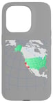 Coque pour iPhone 15 Pro Carte des États-Unis et de l'Amérique du Nord. Rouge surligné Californie