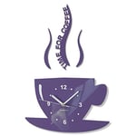 FLEXISTYLE Kitchen wall clock CUP time for coffee (Violet)