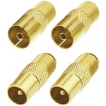 4 Pcs Coupleur coaxial d'antenne TV de Type F, Prise de connecteur à vis de Type F vers Adaptateur d'antenne coaxial RF (Type F Femelle - TV mâle/Femelle)