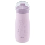 Gobelet NUK Mini-Me pour bébé | 9+ mois | 300 ml | Biberon pour enfant en acier inoxydable | Bec renforcé anti-fuites | Résistant aux chocs | Cerf violet