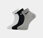 3 Pairs NIKE Logo Sports Ankle & No Show Socks Unisex-Black White Grey Size S-XL