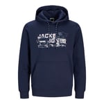 Jack & Jones Mens Hooded Sweatshirt with Logo Print Sweatshirt for Men, S to 2XL