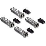 TRENDnet Lot de 4 modules LC multimode SFP, TEG-MGBSX/4, Transmission jusqu'à 550 m, Mini-GBIC, branchement à Chaud, IEEE 802.3z Gigabit Ethernet, Prend en Charge jusqu'à 1,25 Gbit/s