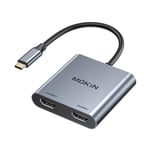 MOKiN USB C to Dual HDMI Adapter, 2 IN 1 USB C Dual HDMI Monitor Adapter 4K@60Hz,USB C Hub to 2 HDMI Splitter Dual Monitors Adapter for MacBook/Chromebook Pixel/Lenovo/Surface