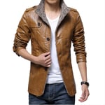 WYYSYNXB Automne Et Hiver Hommes Faux Cuir Plus Cachemire Épaissir Un Morceau De Fourrure Veste De Cuir Décontractée Garder Au Chaud Manche Longue Revers Manteau M-4XL Code,Kaki,3XL