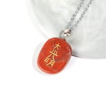 Stone Pendant Necklaces For Women,Silver Chain Irregular Oval Natural Red Stone Religious Daxingming Japanese Reiki Power Stone Pendant Jewelry Gifts Anniversary Birthday Gift For Her Wife Girls