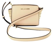 Michael Kors Crossbody Shoulder Bag Small Pink & Gold Tone Studded Top Zip Selma