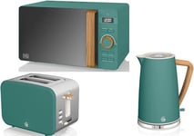 Swan EEJB142 - Nordic Triple Pack Kettle, 2-Slice Toaster & Microwave Green