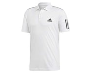 Adidas Men 3-Stripes Club Short Sleeve Polo Shirt - White/Black, X-Large