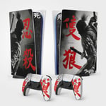 Sticker Pour La Ps5 Samuraï, Autocollant Skin Pour La Ps5 Gaming, Console Et Manette, Edition Standard Digital, Skin Shinobi (2 Manettes)