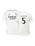 Real Madrid - Maillot Domicile Saison 24/25, Bellingham, M, Réplique avec Licence Officielle