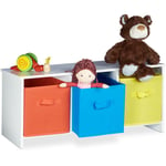 Relaxdays - Banc de rangement enfant albus caisse à jouets colorée banc en bois boîte à jouets pliable HxlxP: 35,5 x 81 x 29 cm, blanc